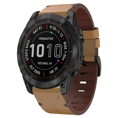 Correa de Reloj Garmin Enduro 2 con Hebilla de Acero Cuero (Marrón Claro)