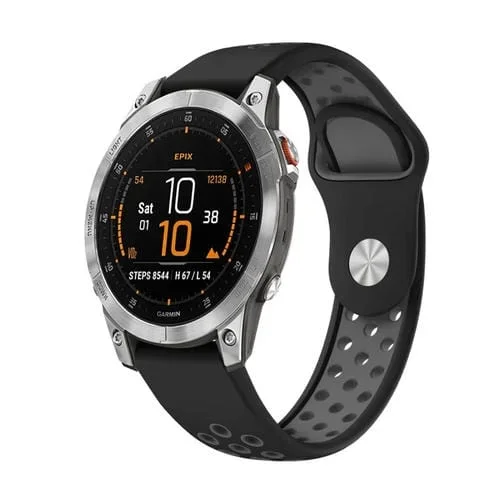 Correa de Reloj Garmin Epix Gen 2 22mm Silicona Transpirable (Negro + Gris)