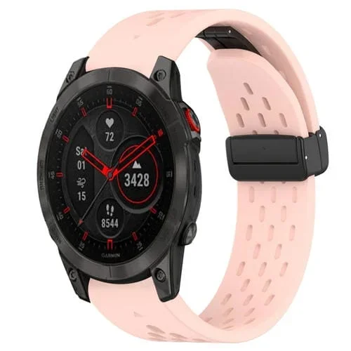 Correa de Reloj Garmin Epix Gen 2 Silicona 22mm con Orificio y Hebilla Plegable (Rosa)