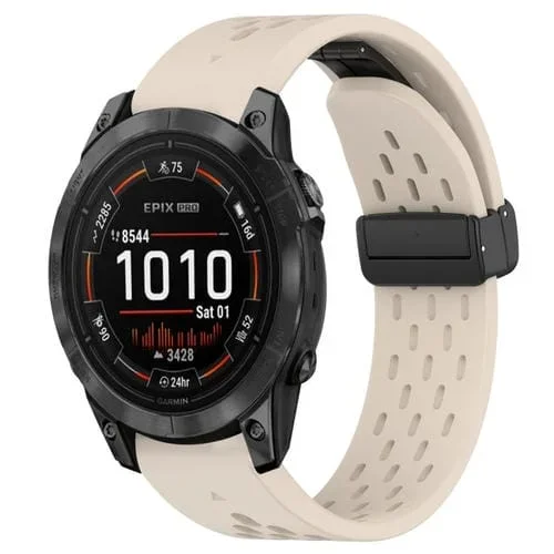 Correa de Reloj Garmin Epix Pro 47mm 22mm Silicona con Orificio y Hebilla Plegable (Starlight)