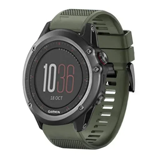 Correa de Reloj Garmin Fenix 3 Silicona Liberación Rápida 26mm (Verde Militar)