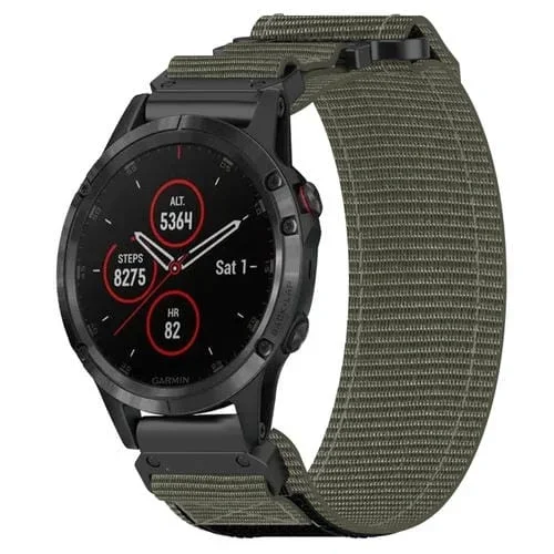 Correa de Reloj Garmin Fenix 5 Plus Nailon 22mm con Cierre de Gancho y Bucle (Gris)