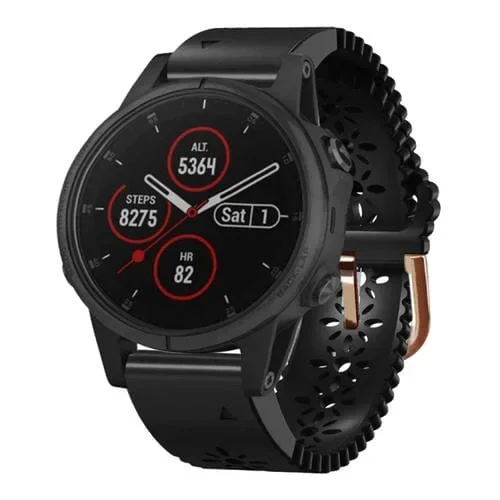 Correa de Reloj Garmin Fenix 5S Plus 20mm silicona para mujer con punzón de encaje (Negro)