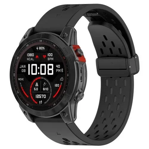 Correa de Reloj Garmin Fenix 5X Zafiro silicona con hebilla magnética (Negro)