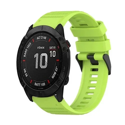 Correa de Reloj Garmin Fenix 6X Sapphire 26mm silicona textura horizontal con herramienta (Verde Lima)