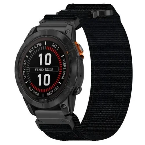 Correa de Reloj Garmin Fenix 7S con Cierre Gancho y Bucle Nailon 20mm (Negro)