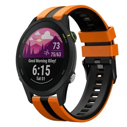 Correa de Reloj Garmin Forerunner 255 Silicona Deportiva 22mm (Naranja + Negro)