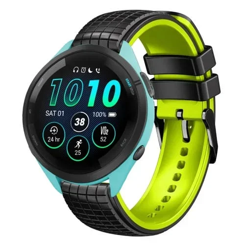 Correa de Reloj Garmin Forerunner 265 Silicona Dos Colores Malla 22mm (Negro Azul Cielo)