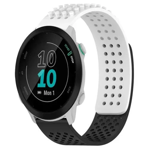 Correa de Reloj Garmin Forerunner 55 Silicona Puntos 3D Transpirable 20mm (Blanco + Negro)