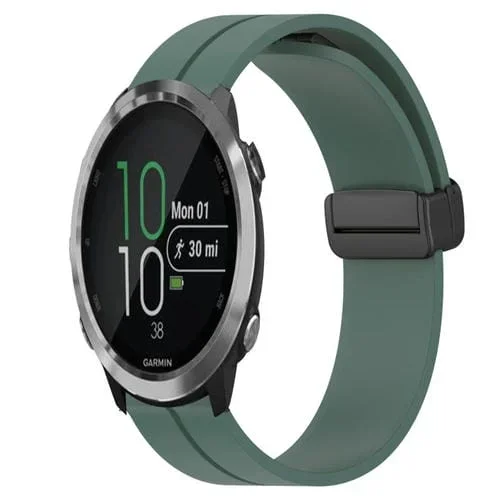 Correa de Reloj Garmin Forerunner 645 Music 20mm Silicona Cierre Magnético (Verde Oliva)
