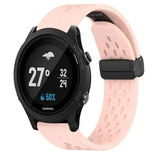 Correa de Reloj Garmin Forerunner 935 Silicona 22mm con Hebilla Plegable (Rosa)