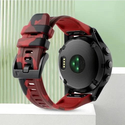 Correa de Reloj Garmin Forerunner 935 Silicona Camuflaje 22mm (Rojo)