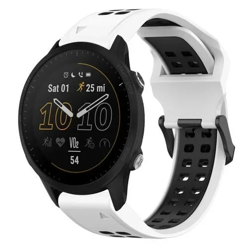 Correa de Reloj Garmin Forerunner 955 22mm Silicona Hebilla Inversa (Blanco + Negro)