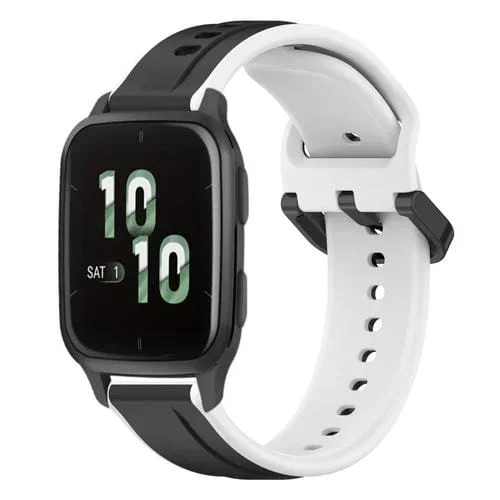 Correa de Reloj Garmin Forerunner Sq2 silicona dos colores con bucle 20mm (Negro + Blanco)