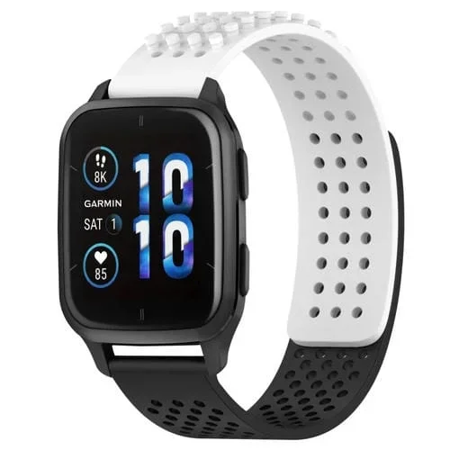 Correa de Reloj Garmin Forerunner Sq2 Silicona Puntos 3D Transpirable 20mm (Blanco + Negro)