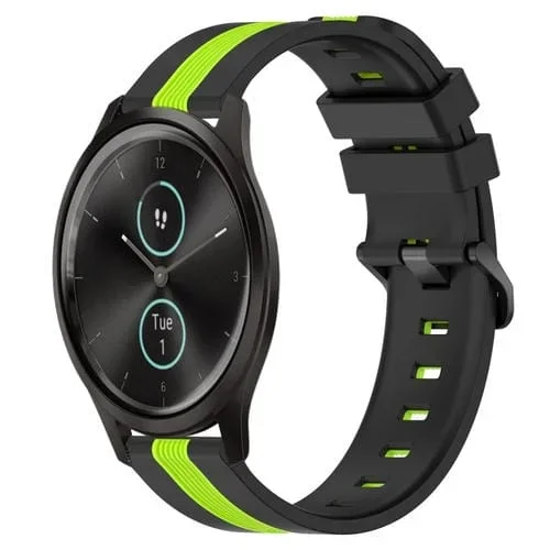 Correa de Reloj Garmin Garminmove Style 20mm Silicona Dos Colores Vertical (Negro + Verde Lima)