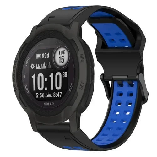 Correa de Reloj Garmin Instinct 2 22mm Silicona con Hebilla Inversa (Negro + Azul)
