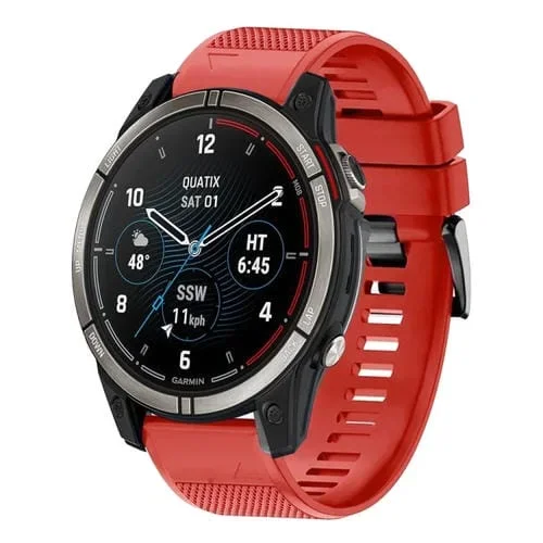 Correa de Reloj Garmin Quatix 7 Pro Silicona Liberación Rápida 22mm (Rojo)