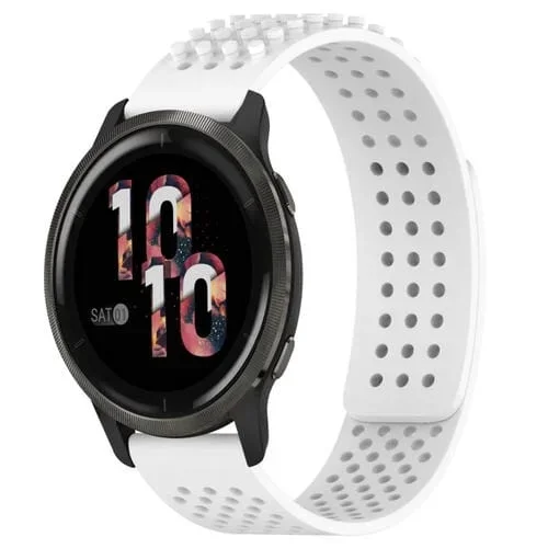 Correa de Reloj Garmin Venu 2 Silicona Puntos 3D Transpirables 22mm (Blanco)