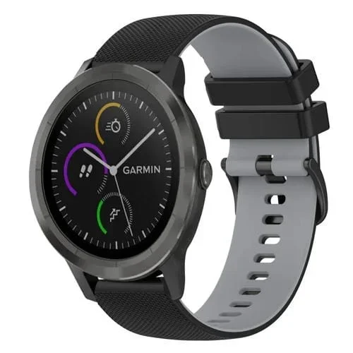 Correa de Reloj Garmin Vivoactive 3 Silicona Dos Colores a Cuadros 20mm (Negro + Gris)