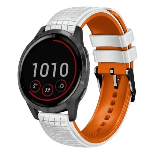 Correa de Reloj Garmin Vivoactive 4 Silicona Malla Dos Colores 22mm (Blanco Naranja)