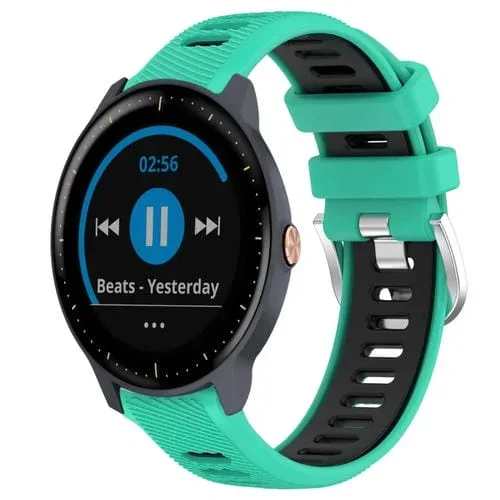 Correa de Reloj Garmin Vivoactive3 Music 20mm silicona dos colores hebilla acero (Azul Lago + Negro)