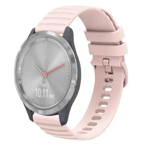 Correa de Reloj Garmin Vivomove 3S 18mm Silicona Color Sólido con Puntos Ondulados (Rosa)