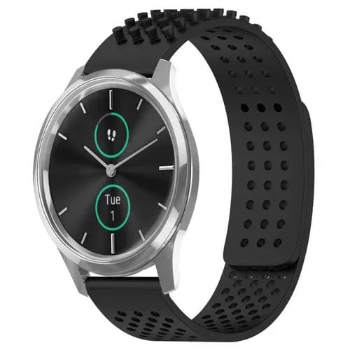 Correa de Reloj Garmin Vivomove Luxe Silicona con Puntos 3D Transpirables 20mm (Negro)