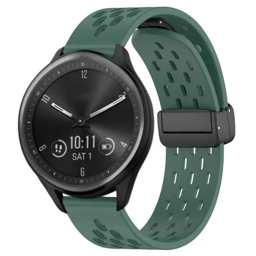 Correa de Reloj Garmin Vivomove Sport Silicona Cierre Magnético Plegable 20mm (Verde Oscuro)