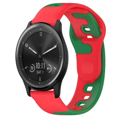 Correa de Reloj Garmin Vivomove Sport Silicona Doble Color 20mm (Rojo + Verde)