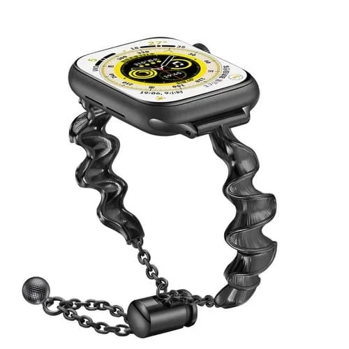 Correa de Reloj Metal Apple Watch 4 44mm con Ondas de Cinta (Negro)