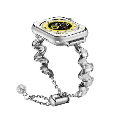 Correa de Reloj Metal Apple Watch Se 44mm con Ondas de Cinta (Plata)
