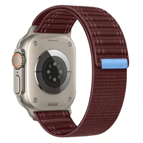 Correa de Reloj Nailon Sea Wave con Cierre de Velcro para Apple Watch Se 2022 40mm (Rojo Vino)