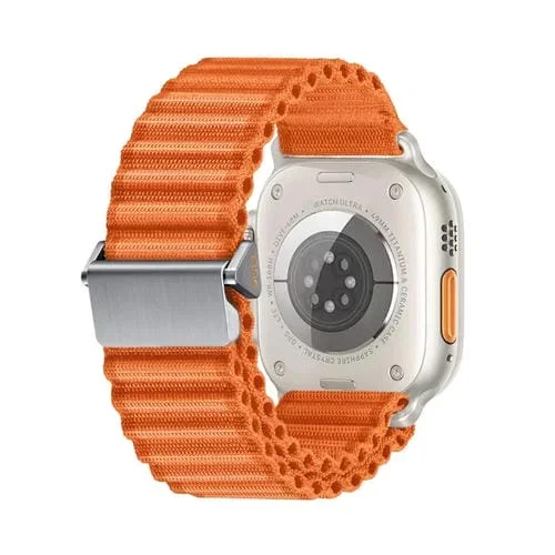 Correa de Reloj Nailon Trenzado Todoterreno con Hebilla Magnética para Apple Watch Se 2023 de 44mm (Naranja)