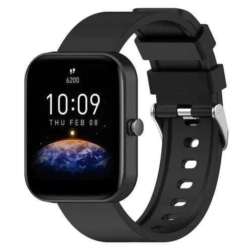 Correa de Reloj para Amazfit Bip 3 20mm Steps Style Silicona (Negro)