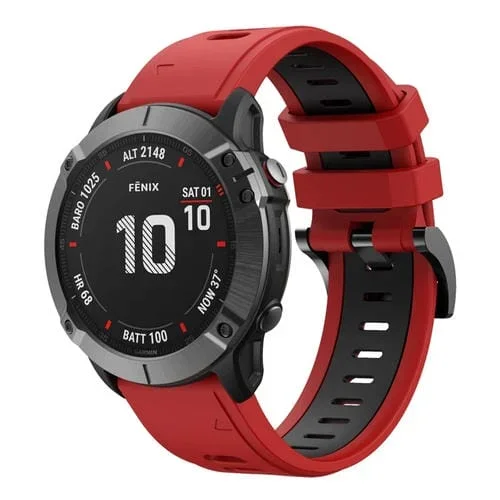 Correa de Reloj para Amazfit Falcon 22mm con Hebilla de Metal y Liberación Rápida de Silicona (Rojo + Negro)