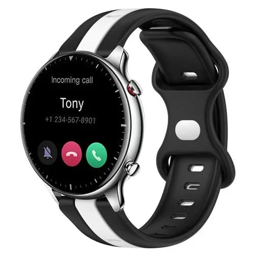 Correa de Reloj para Amazfit GTR 2 22mm Hebilla de Mariposa Silicona Dos Colores (Negro + Blanco)