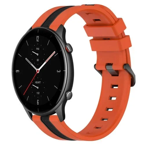 Correa de Reloj para Amazfit GTR 2E 22mm Silicona Dos Colores Vertical (Naranja + Negro)