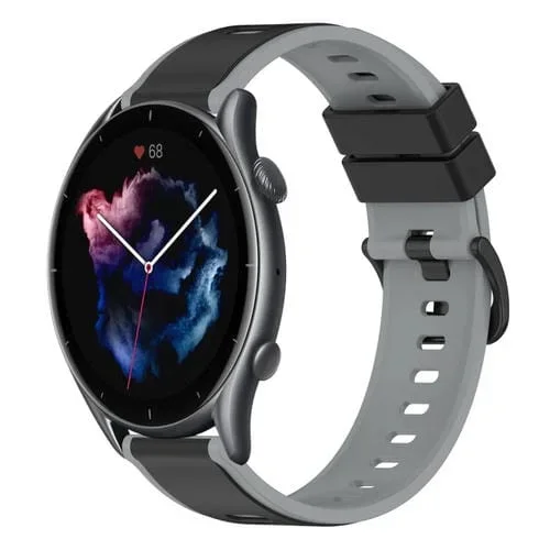 Correa de Reloj para Amazfit GTR 3 22mm Silicona Dos Colores (Negro + Gris)