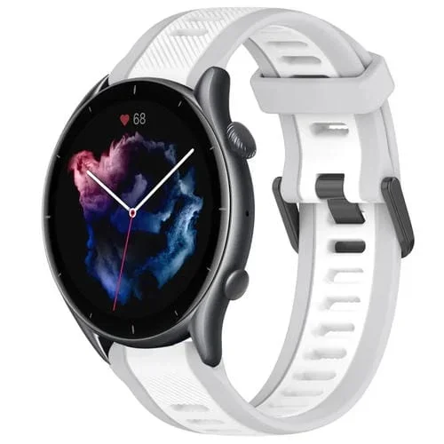 Correa de Reloj para Amazfit GTR 3 de Silicona Texturizada Dos Colores 22mm (Blanco + Gris)