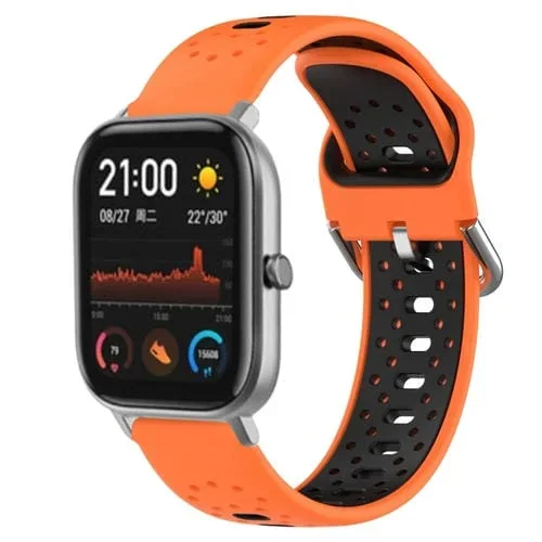 Correa de Reloj para Amazfit GTS 20mm Silicona Dos Colores Transpirable (Naranja + Negro)