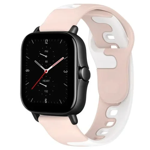 Correa de Reloj para Amazfit GTS 2E Silicona Doble Color 20mm (Rosa + Blanco)