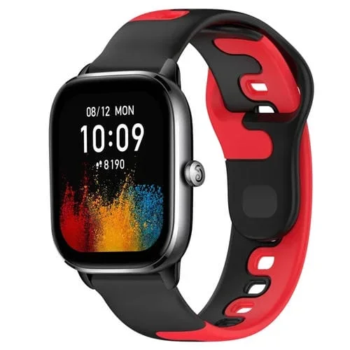 Correa de Reloj para Amazfit GTS 4 Mini Silicona Doble Color 20mm (Negro + Rojo)