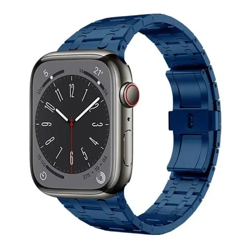 Correa de Reloj para Apple Watch Series 3 38mm Pg94 Acero Inoxidable Doble Enlace (Azul)