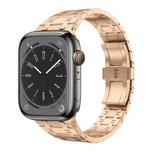 Correa de Reloj para Apple Watch Series 7 41mm Pg94 Acero Inoxidable Doble Enlace (Oro Rosa)