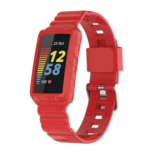 Correa de Reloj para Fitbit Charge 6 Armor de TPU Integrada (Rojo)