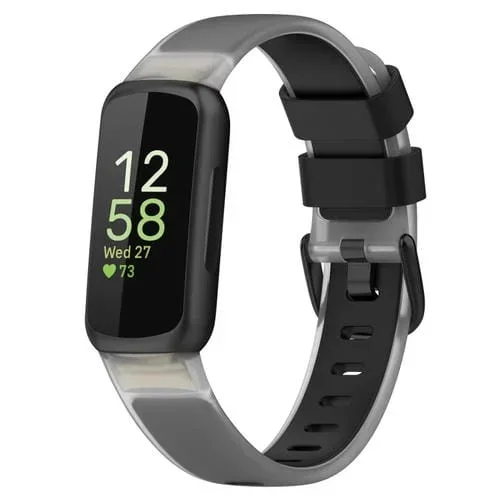 Correa de Reloj para Fitbit Inspire 3 de Silicona Transparente Dos Colores (Negro)