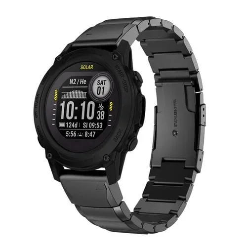 Correa de Reloj para Garmin Descent G1 22mm Acero Inoxidable Concha de Tortuga (Negro)