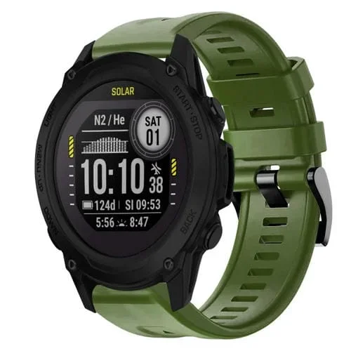 Correa de Reloj para Garmin Descent G1 con Hebilla de Metal y Silicona (Verde Militar)