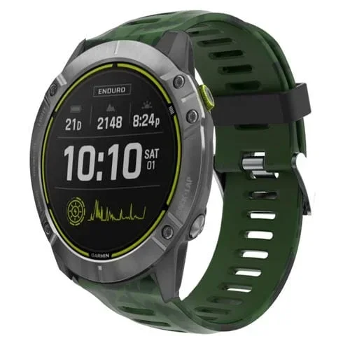 Correa de Reloj para Garmin Enduro de Silicona 26mm (Verde Militar + Camuflaje Militar)
